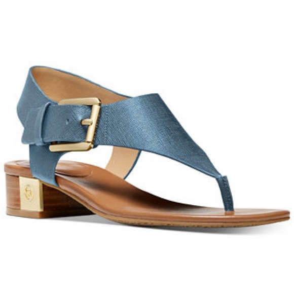 New! Michael Kors Blue London Thong Block Sandal  - Size 7 - Picture 1 of 5